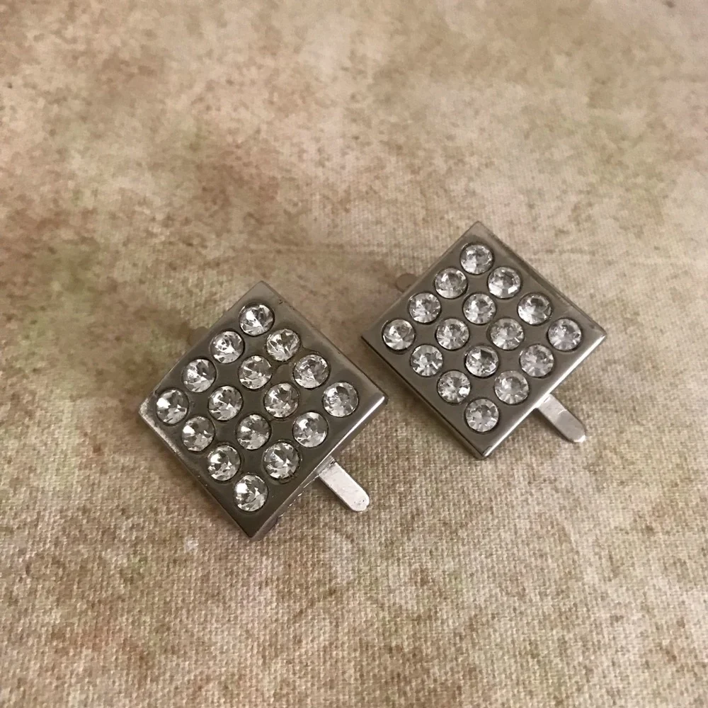 Vintage Metal & Crystal Shoe Clips